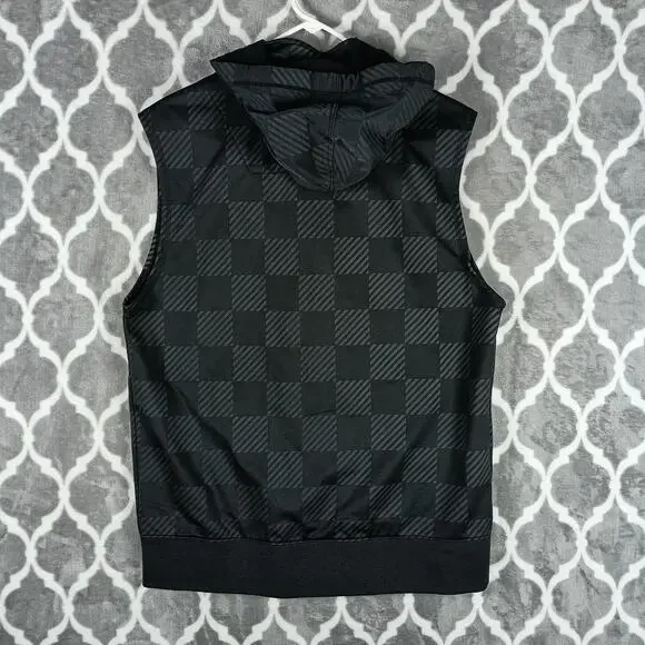 Guess Fast & Furious Vest Mens Large Black Hooded Full Zip Checkered Limited - Picture 4 of 10